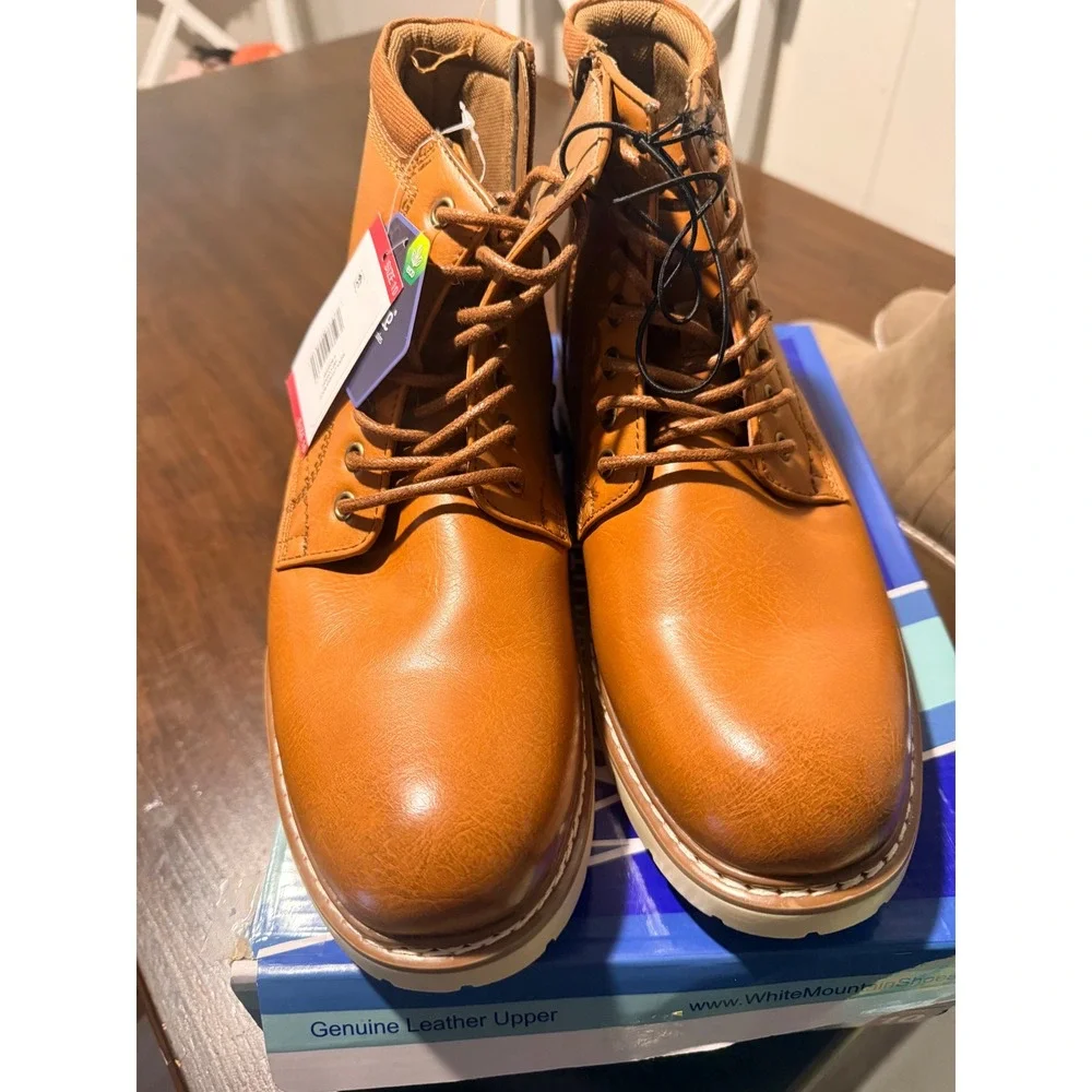 Steve Madden Mens Chukka Boot Tan Cognac Leather Lace Up Side Zip Size 10 NEW
